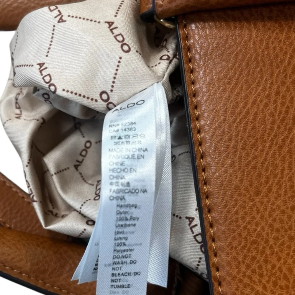 Aldo  Brown Faux Leather Crossbody Handbag
Zipper Close Purse Removable
Strap. - Picture 10 of 15